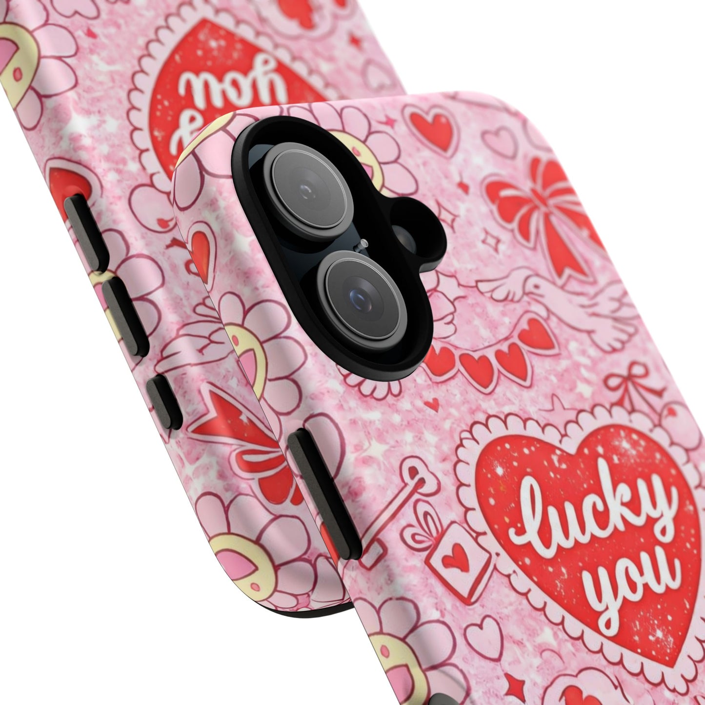Pink Kawaii 'Lucky You' Floral Phone Case — Cute Valentine’s Protective Cover