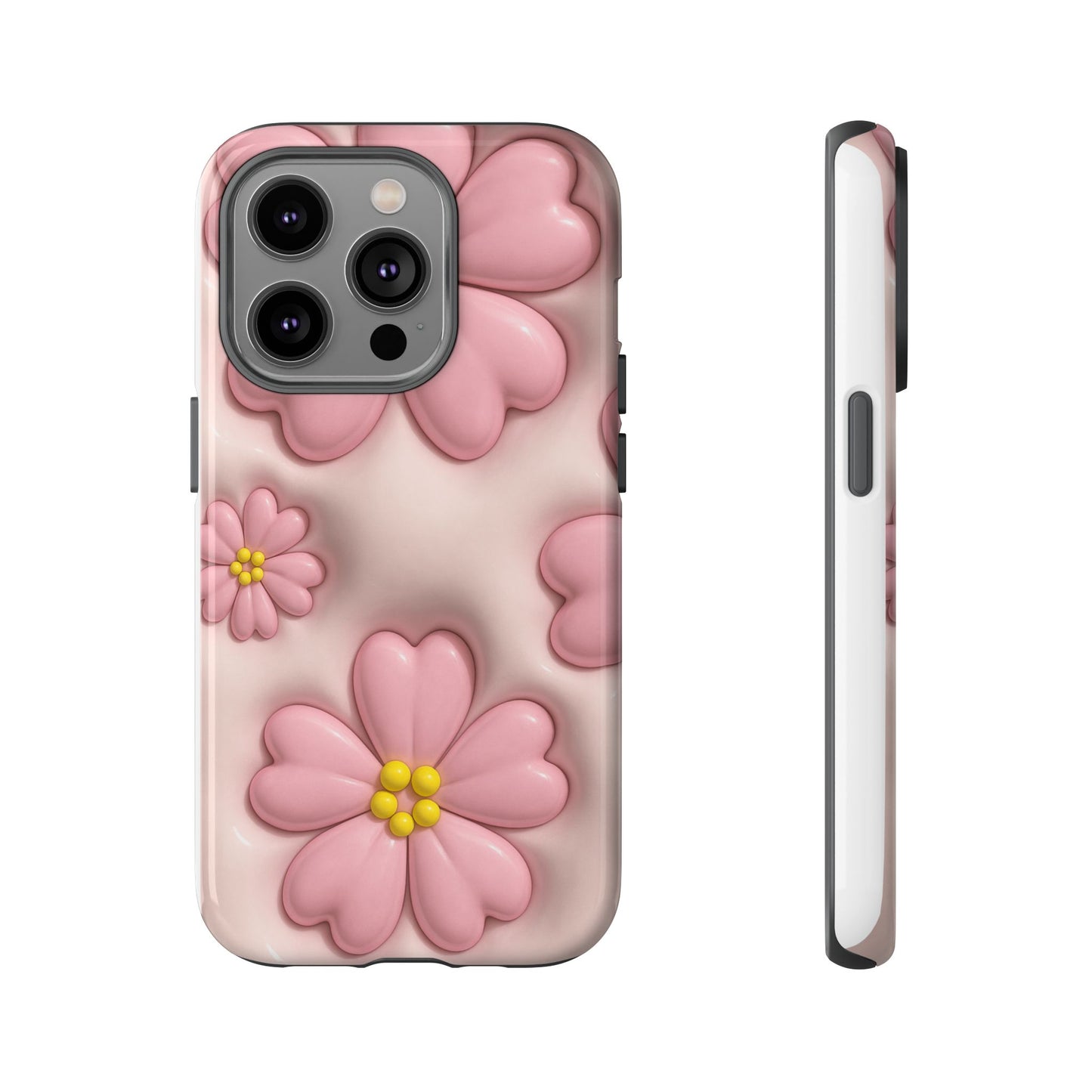 Floral Phone Case, Tough Cases for Women, Cute Flower iPhone Cover, Soft Pink Floral Design, Spring Accessories