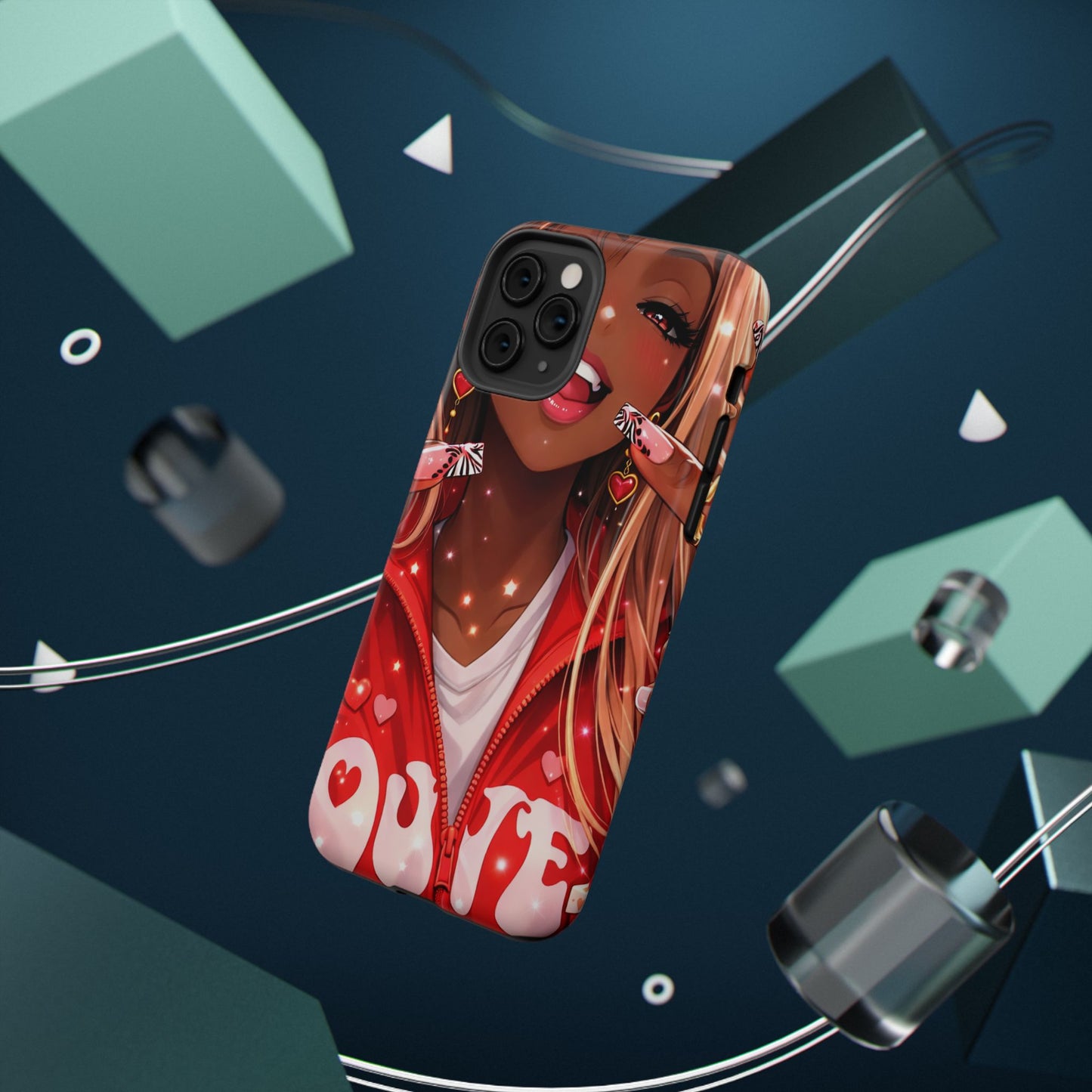 Love Phone Case — Red Heart Jacket Impact-Resistant Case