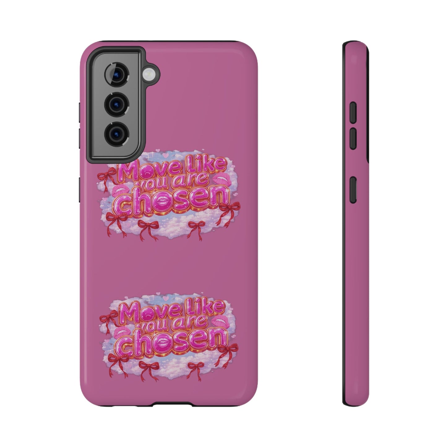 Impact-Resistant Phone Case — “Move Like You Are Chosen” Pink Floral Design