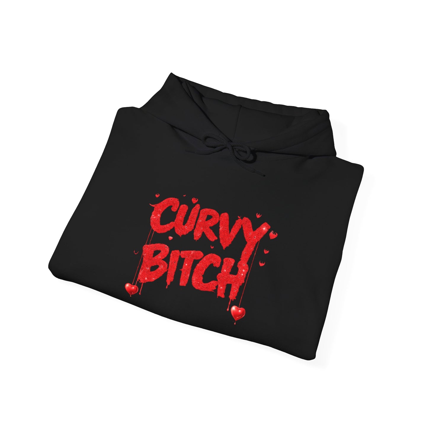 Curvy Bitch Hoodie — Bold Red Graphic Feminine Empowerment Sweatshirt