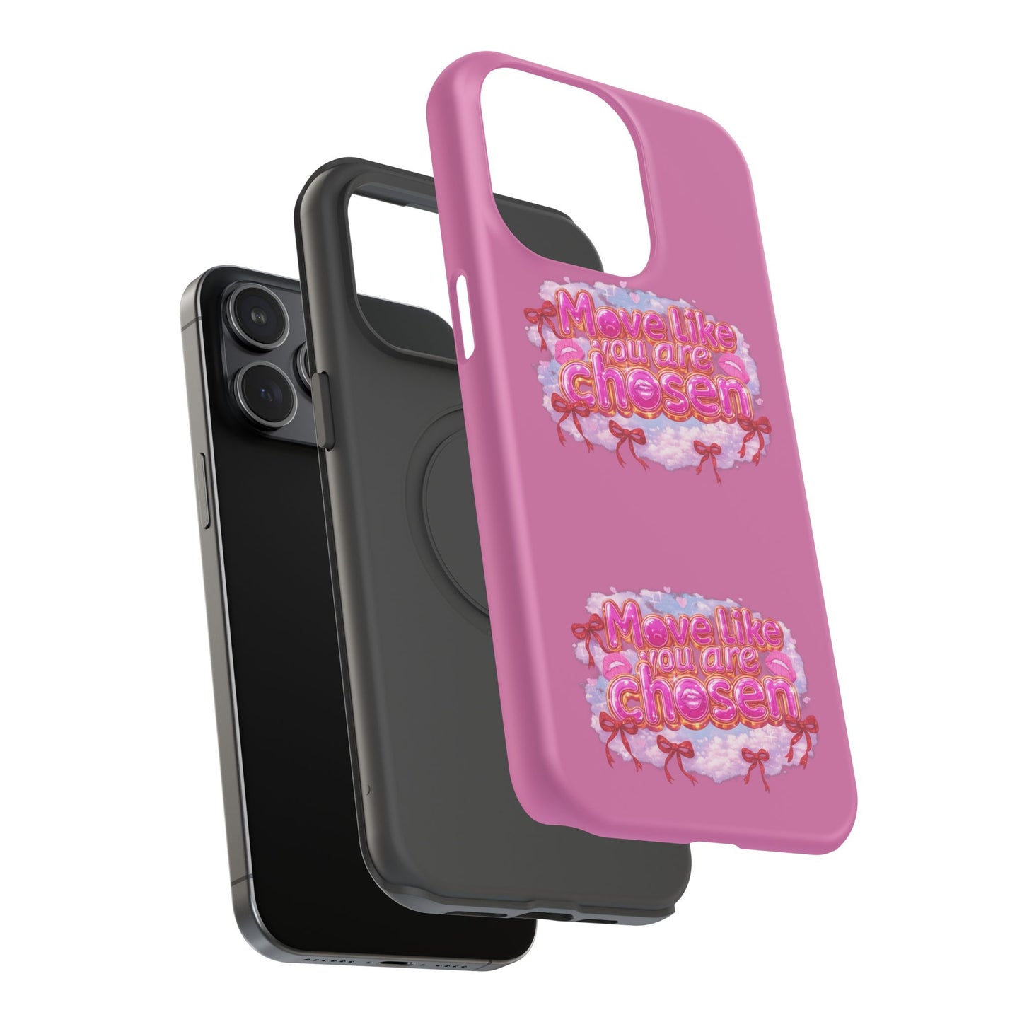 Impact-Resistant Phone Case — “Move Like You Are Chosen” Pink Floral Design