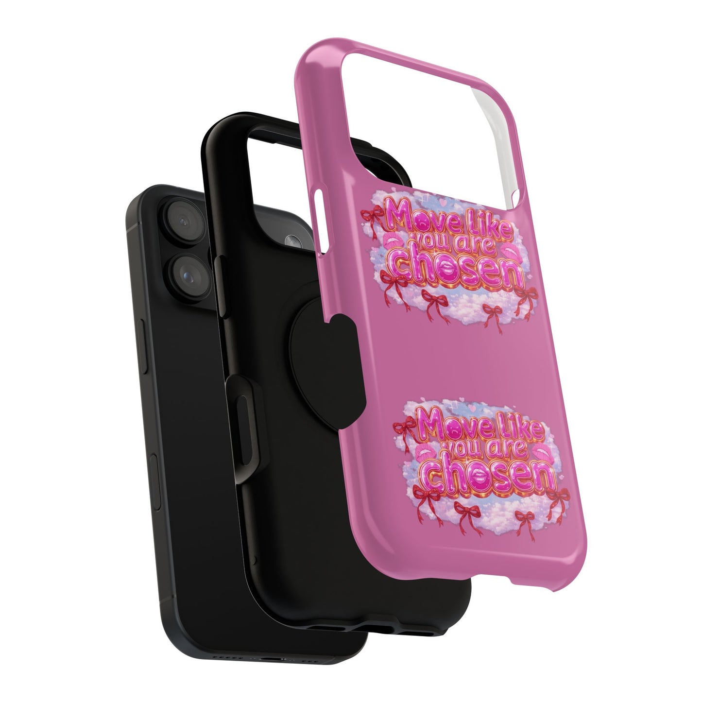 Impact-Resistant Phone Case — “Move Like You Are Chosen” Pink Floral Design