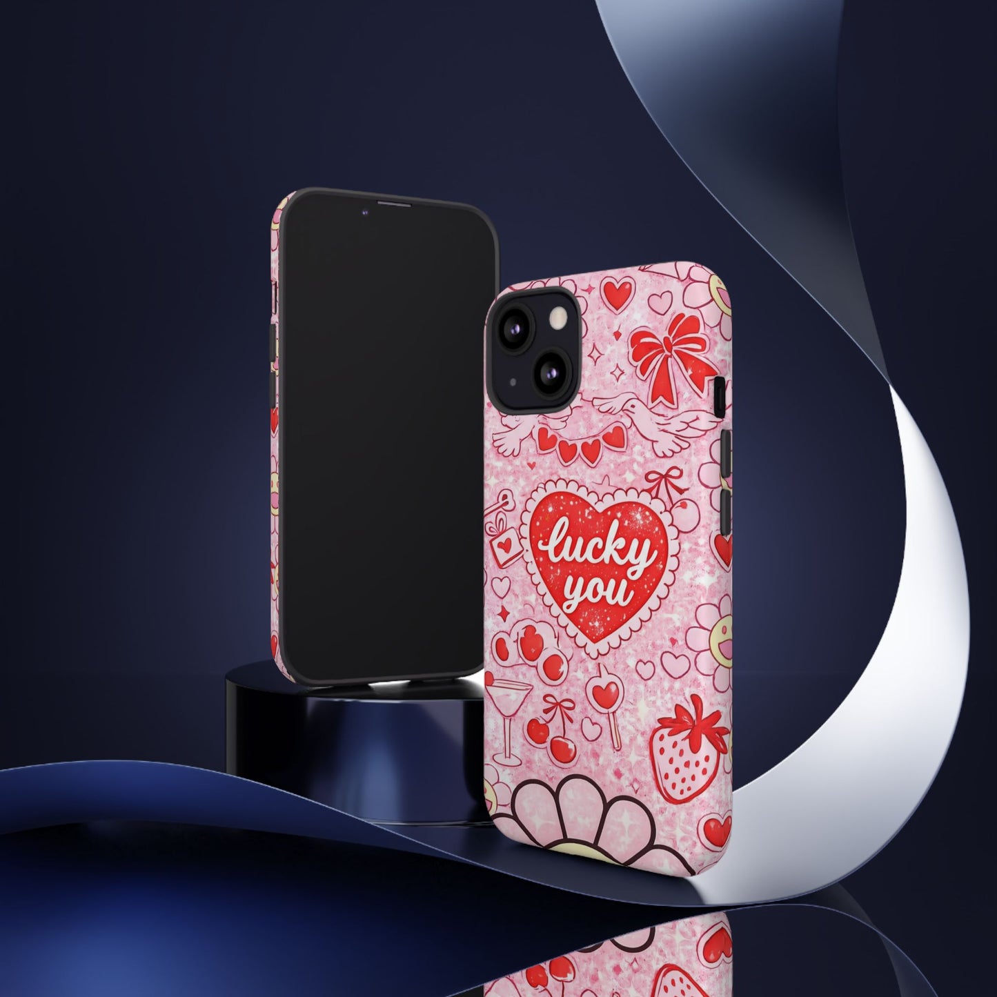 Pink Kawaii 'Lucky You' Floral Phone Case — Cute Valentine’s Protective Cover