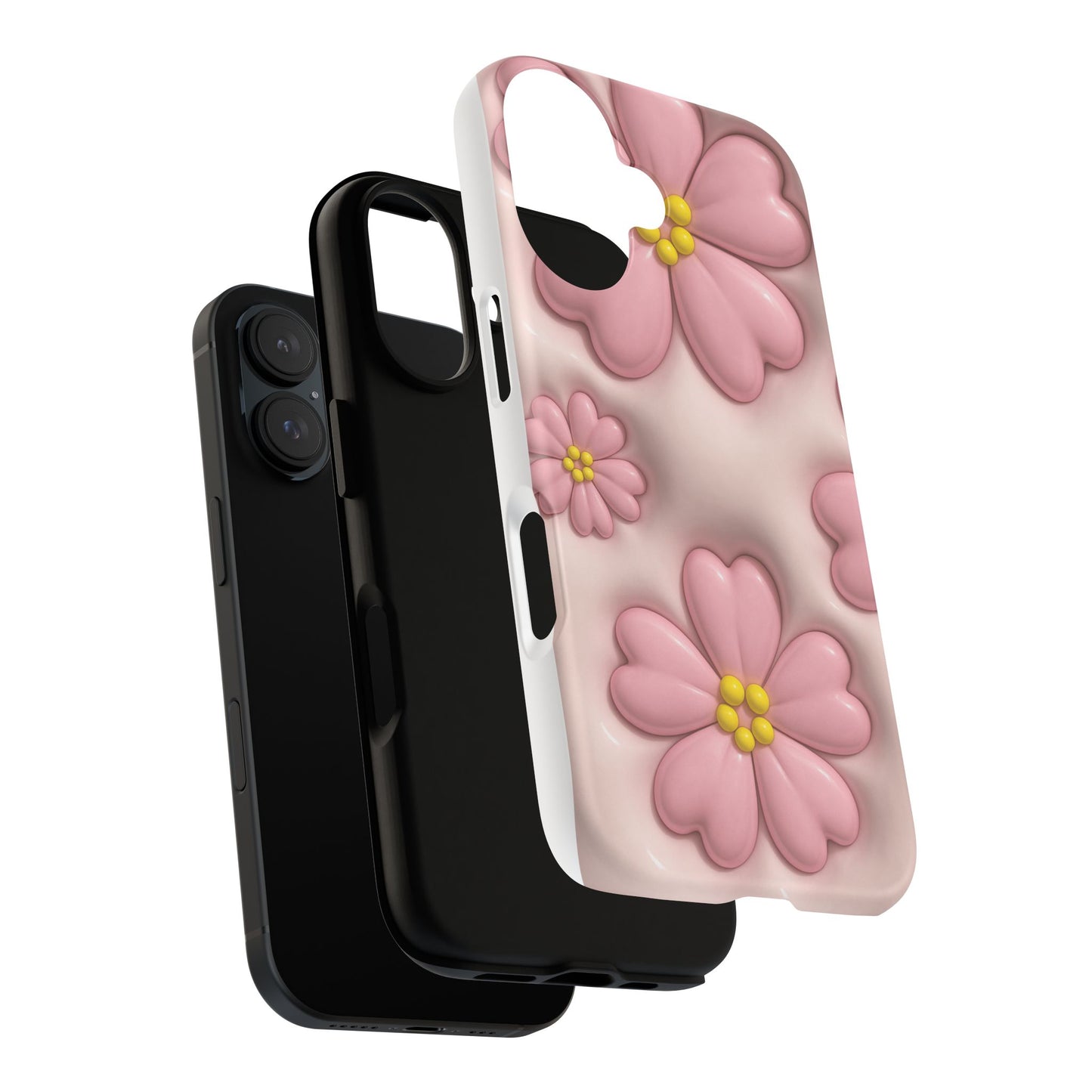 Floral Phone Case, Tough Cases for Women, Cute Flower iPhone Cover, Soft Pink Floral Design, Spring Accessories