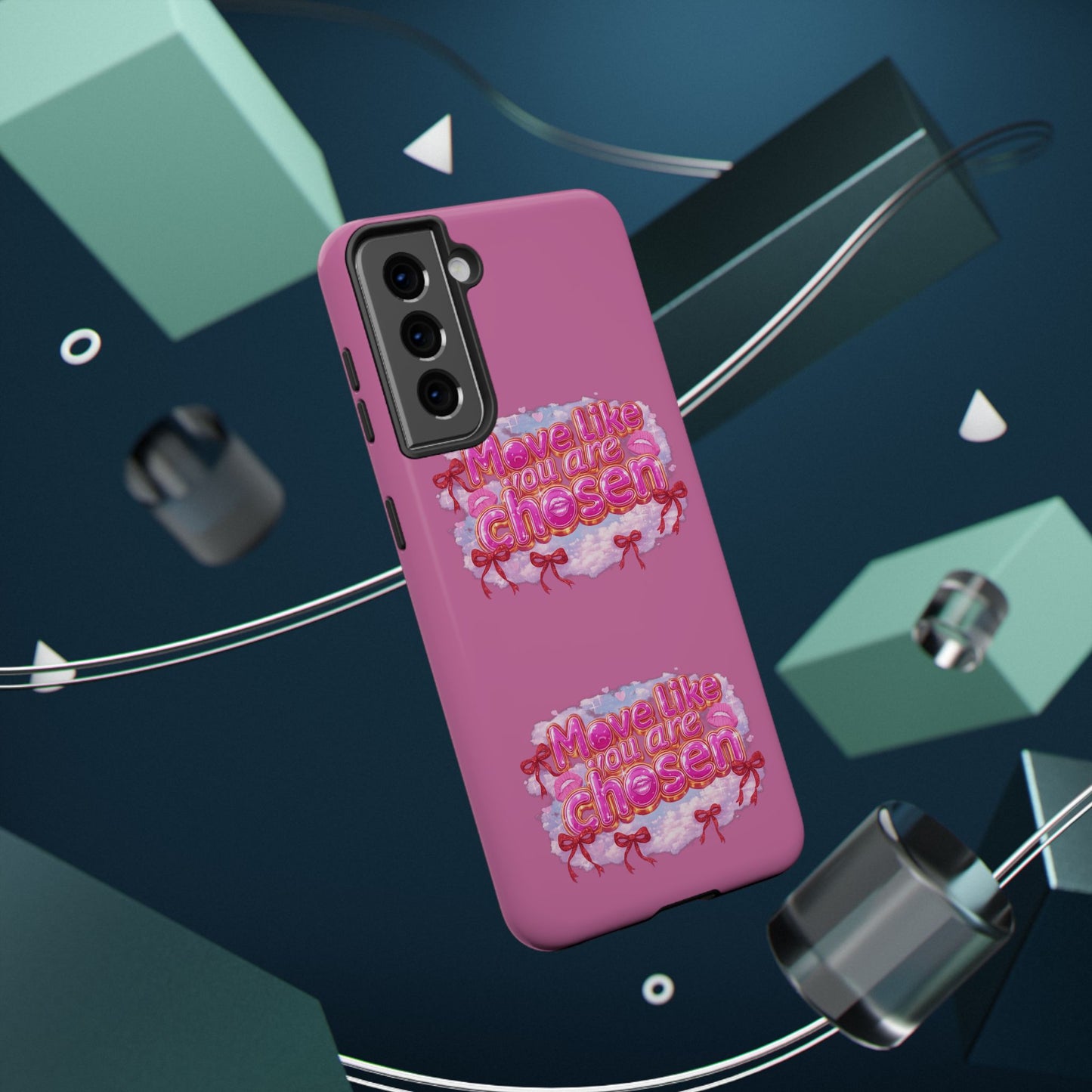 Impact-Resistant Phone Case — “Move Like You Are Chosen” Pink Floral Design