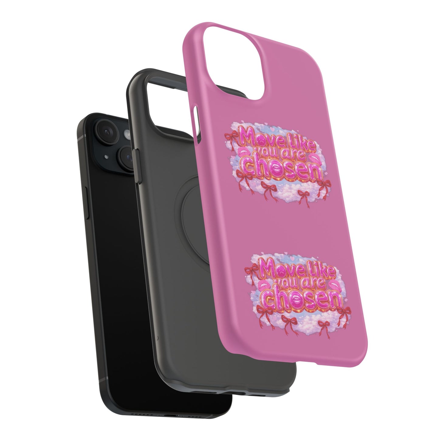 Impact-Resistant Phone Case — “Move Like You Are Chosen” Pink Floral Design