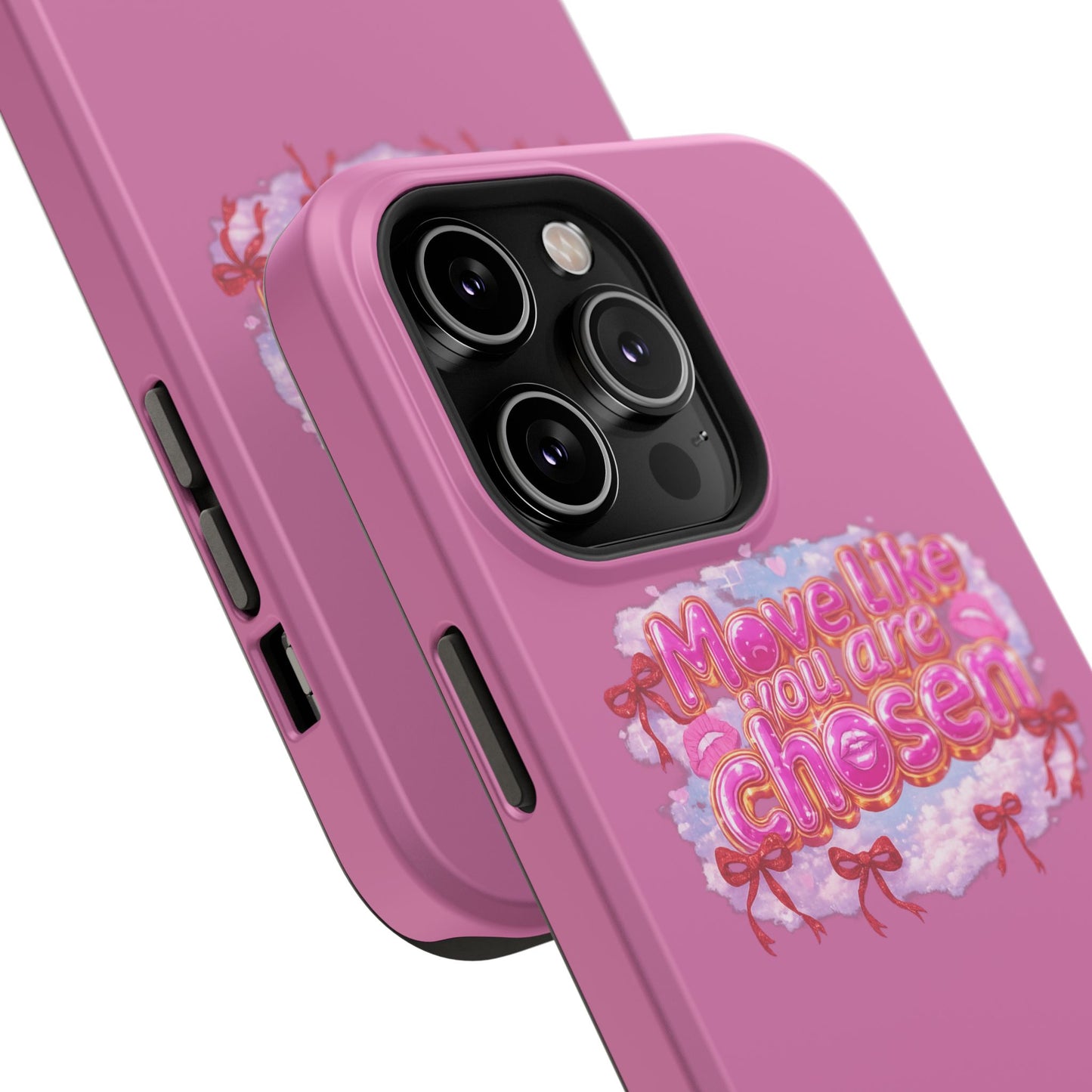 Impact-Resistant Phone Case — “Move Like You Are Chosen” Pink Floral Design