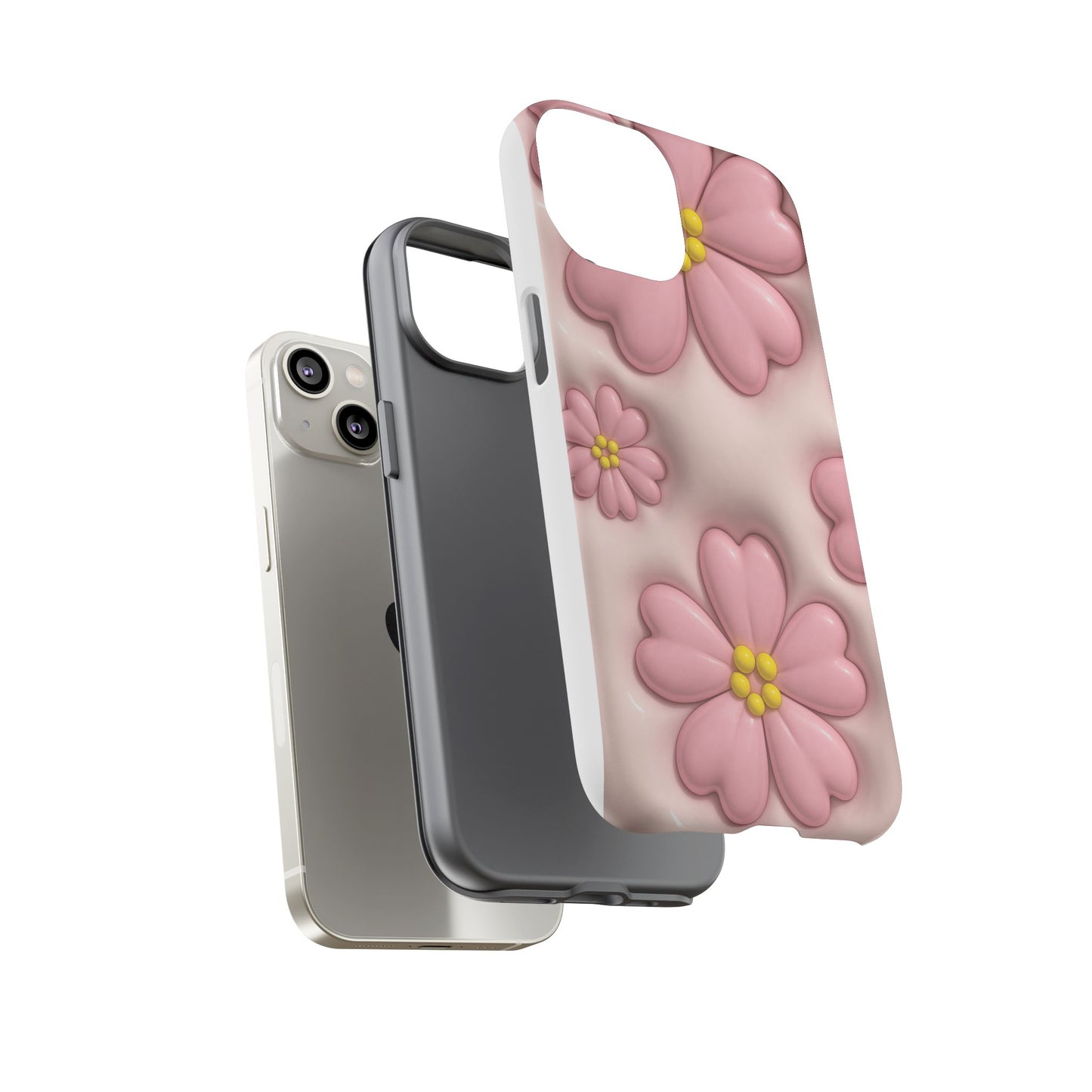 Floral Phone Case, Tough Cases for Women, Cute Flower iPhone Cover, Soft Pink Floral Design, Spring Accessories