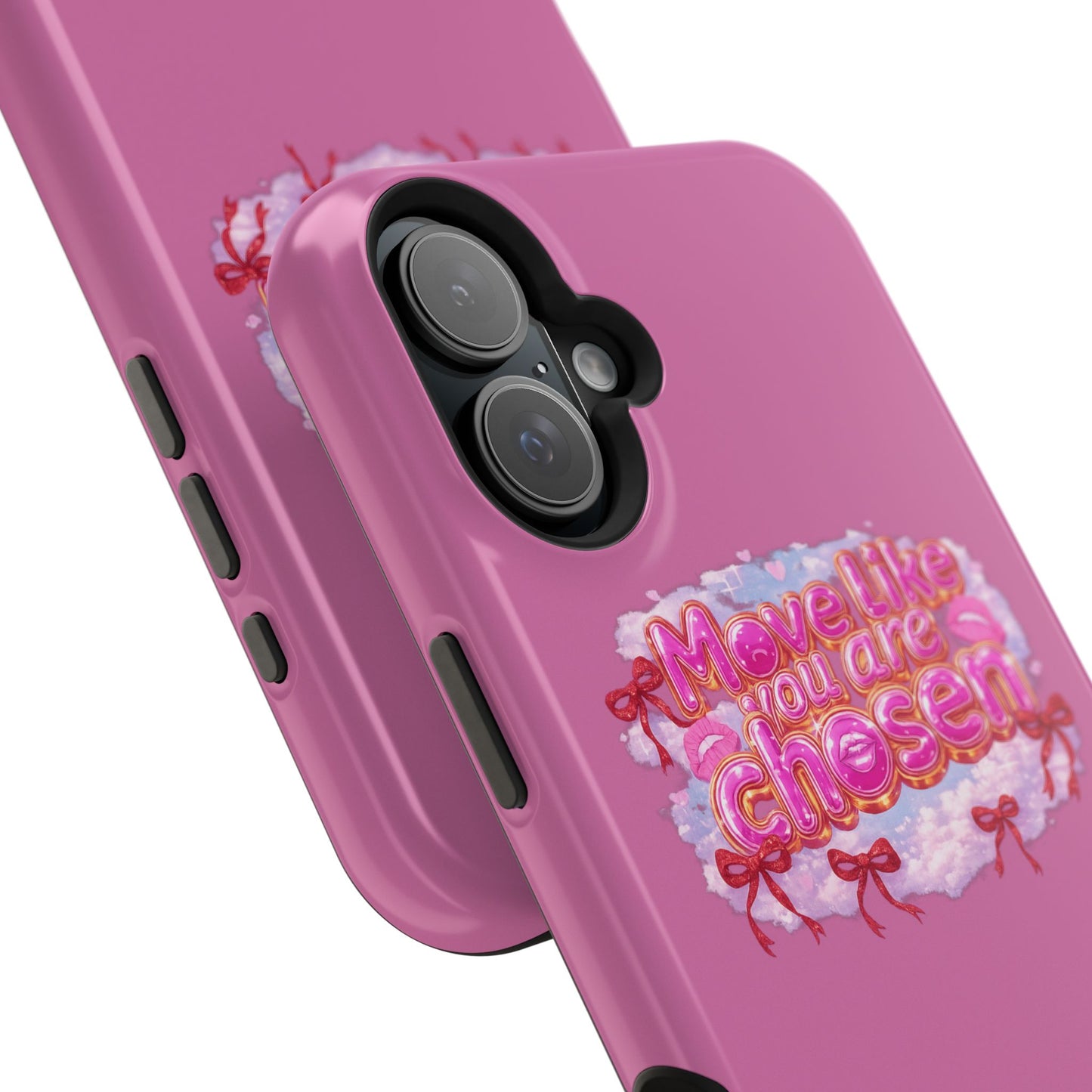Impact-Resistant Phone Case — “Move Like You Are Chosen” Pink Floral Design